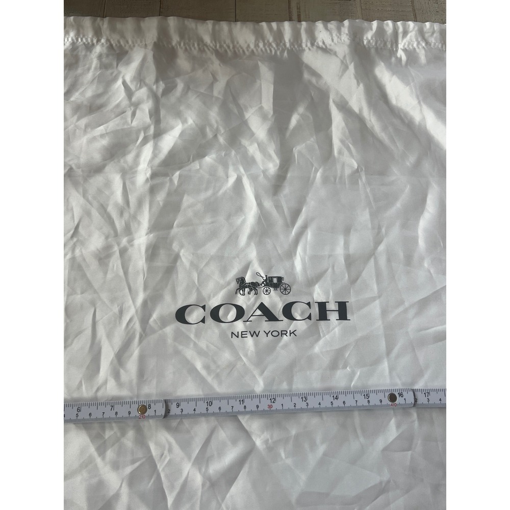 Coach New York White Satin Large Handbag Dust Bag Drawstring Cover 23.5x19 Luxur